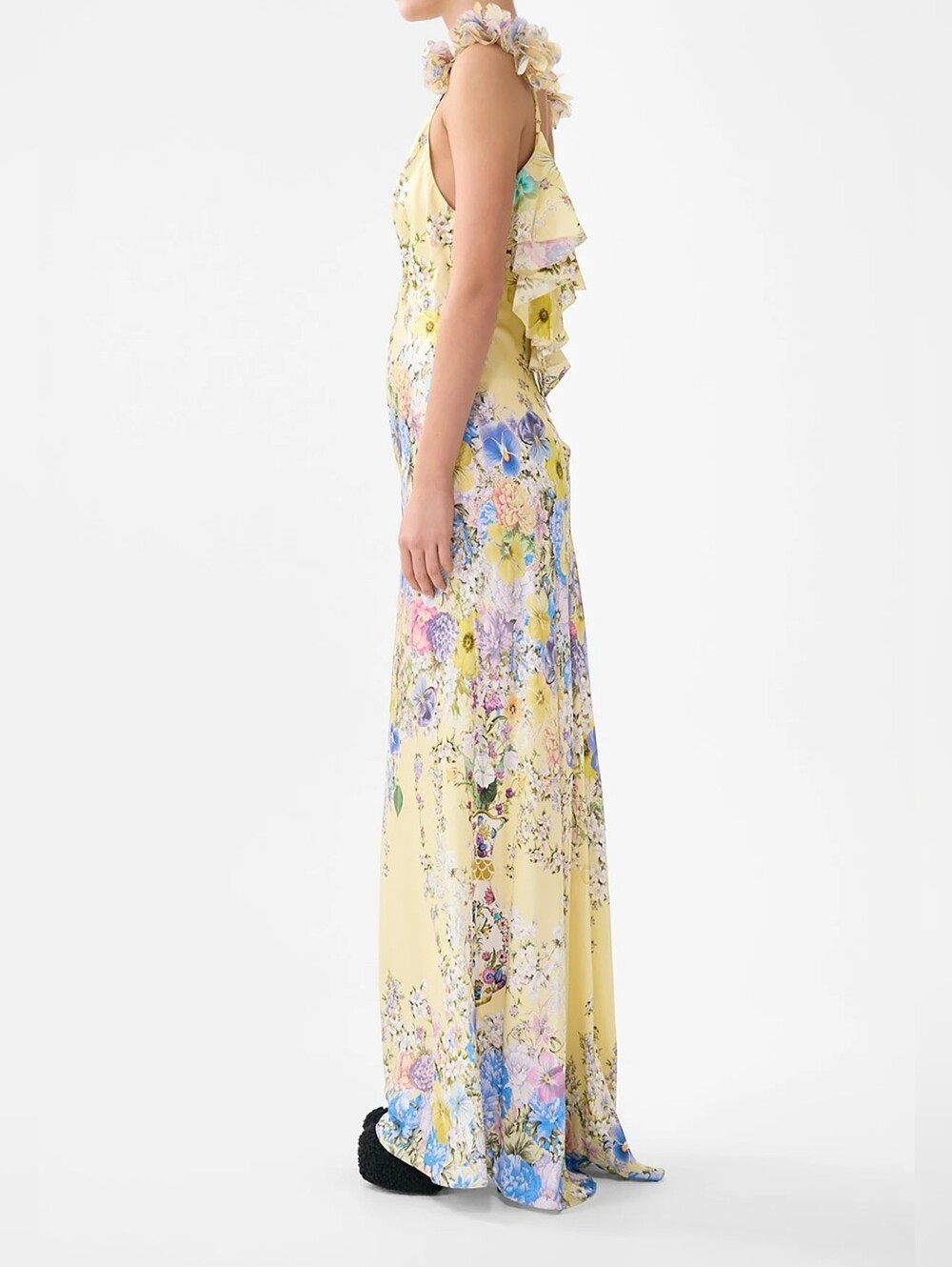 CAMILLA Appliqued embellished floral-print silk-satin maxi dress - Picture 3 of 16